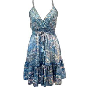 NWT Karma Highway boho print halter mini dress OS